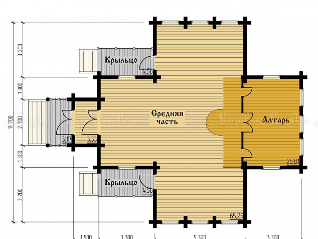 Деревянная Церковь «Проект ПР-028» 106,7 м2, фотография православного храма из дерева