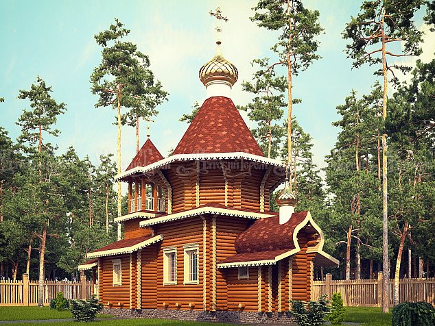 Деревянная Церковь «Проект ПР-034» 76,9 м2, фотография православного храма из дерева